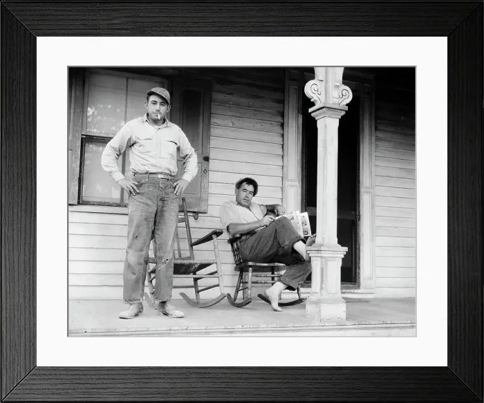 Framed Print : Father and son, idle American workman, near Bridgton, New Jersey, 1936. Creator: Dorothea Lange Framed Print : Father and son, idle American workman, near Bridgton, New Jersey, 1936. Creator: Dorothea Lange