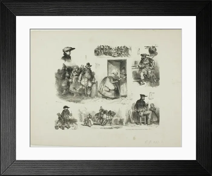 Framed Print : Sheet of Sketches, 1828. Creator: Auguste Raffet Framed Print : Sheet of Sketches, 1828. Creator: Auguste Raffet