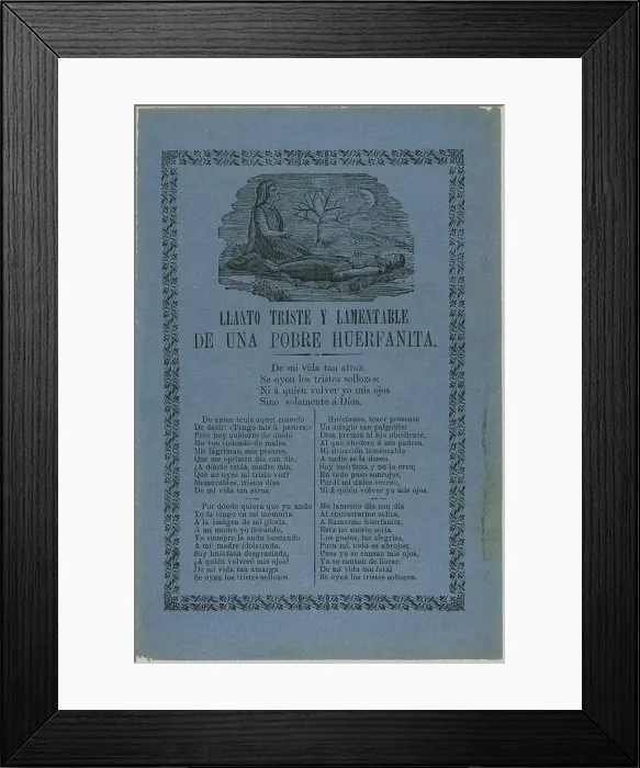 Framed Print : Sad and Lamentable Cry of a Poor Little Orphan, n.d. Creator: Manuel Manilla