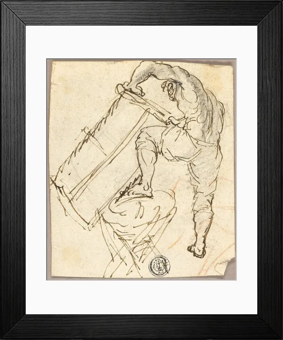 Framed Print : Man Sawing Wood, n.d. Creator: Pier Leone Ghezzi Framed Print : Man Sawing Wood, n.d. Creator: Pier Leone Ghezzi