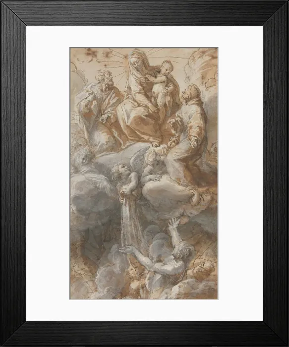Framed Print : The Virgin and Saint Joseph with Saint Anthony of Padua Seated in the Heavens... 1690 / 1710. Creator: Pietro da Pietri Framed Print : The Virgin and Saint Joseph with Saint Anthony of Padua Seated in the Heavens... 1690 / 1710. Creator: Pietro da Pietri