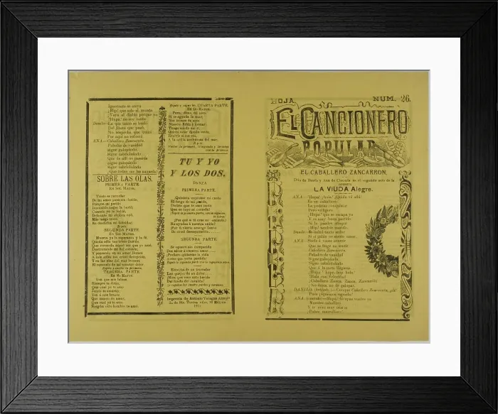 Framed Print : El cancionero popular, hoja num. 26 (The Popular Songbook, Sheet No. 26), n.d. Creator: Unknown Framed Print : El cancionero popular, hoja num. 26 (The Popular Songbook, Sheet No. 26), n.d. Creator: Unknown