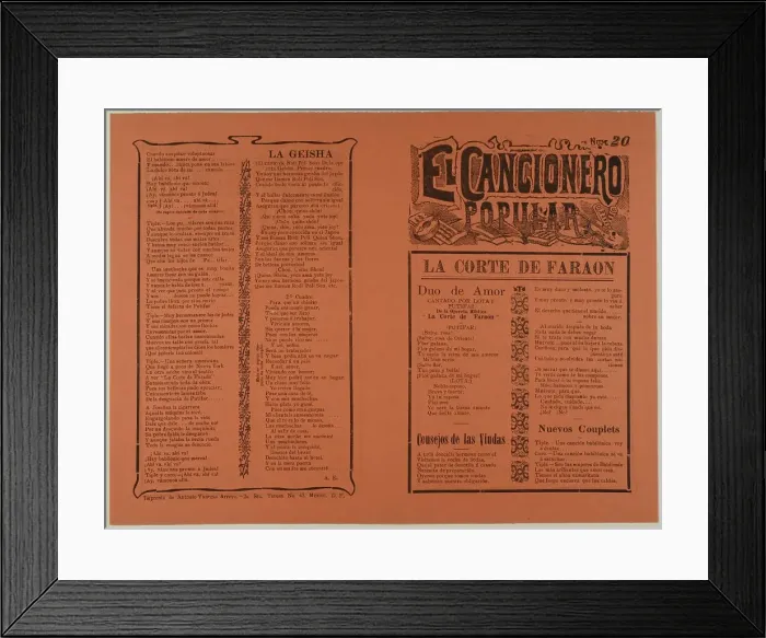 Framed Print : El cancionero popular, num. 20 (The Popular Songbook, no. 20), n.d. Creator: Unknown Framed Print : El cancionero popular, num. 20 (The Popular Songbook, no. 20), n.d. Creator: Unknown