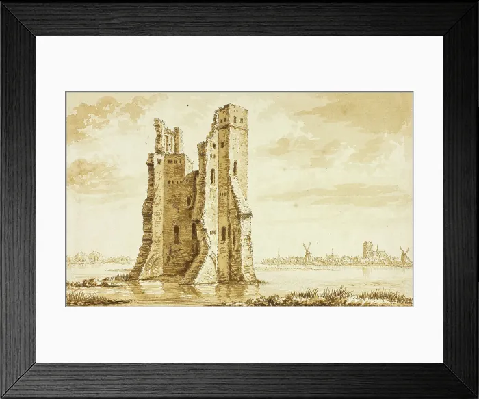 Framed Print : Ruins of the Merwede Manor seen from the Front with Dordrecht in the Background, n.d. Creator: Abraham Rademaker Framed Print : Ruins of the Merwede Manor seen from the Front with Dordrecht in the Background, n.d. Creator: Abraham Rademaker