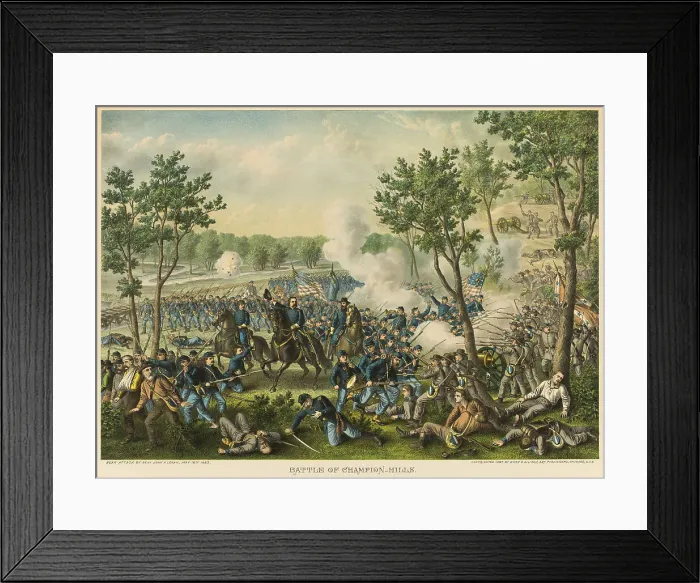 Framed Print : The Battle of Champion Hills, 1887. Creators: Unknown, Louis Kurz, Kurz and Allison Framed Print : The Battle of Champion Hills, 1887. Creators: Unknown, Louis Kurz, Kurz and Allison