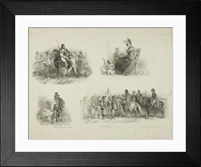 Framed Print : Sheet of Sketches, 1829–30. Creator: Auguste Raffet Framed Print : Sheet of Sketches, 1829–30. Creator: Auguste Raffet