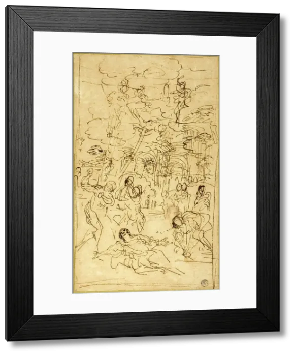 Framed Print : The Martyrdom of Saint Stephen, c.1660. Creator: Pietro da Cortona Framed Print : The Martyrdom of Saint Stephen, c.1660. Creator: Pietro da Cortona