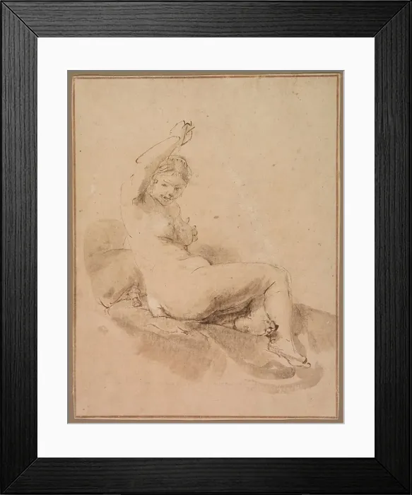 Framed Print : Female Nude Reclining with Arm Raised, c.1665. Creator: Aert de Gelder Framed Print : Female Nude Reclining with Arm Raised, c.1665. Creator: Aert de Gelder