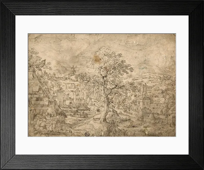 Framed Print : Landscape with Abraham and Angels, 1567. Creator: Hans Bol Framed Print : Landscape with Abraham and Angels, 1567. Creator: Hans Bol