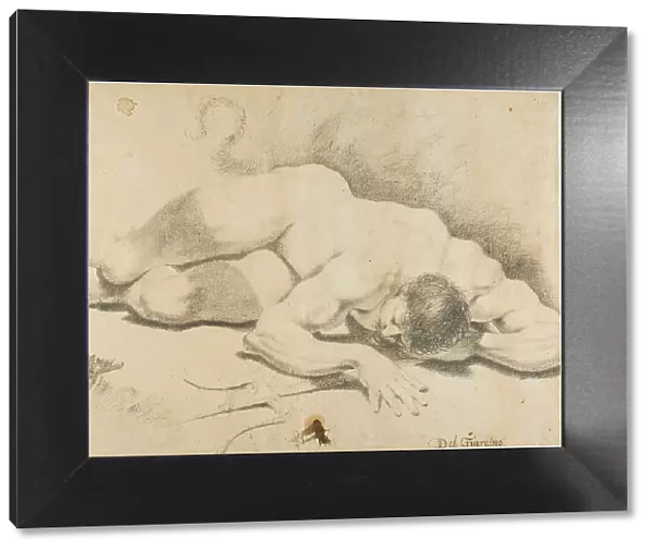 Reclining Male Nude, with Trident, 1593 / 1602. Creator: Pietro Faccini