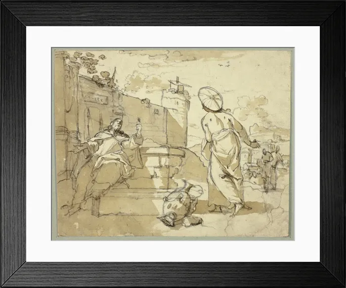 Framed Print : Christ and the Woman of Samaria, n.d. Creator: Jacob de Wit Framed Print : Christ and the Woman of Samaria, n.d. Creator: Jacob de Wit