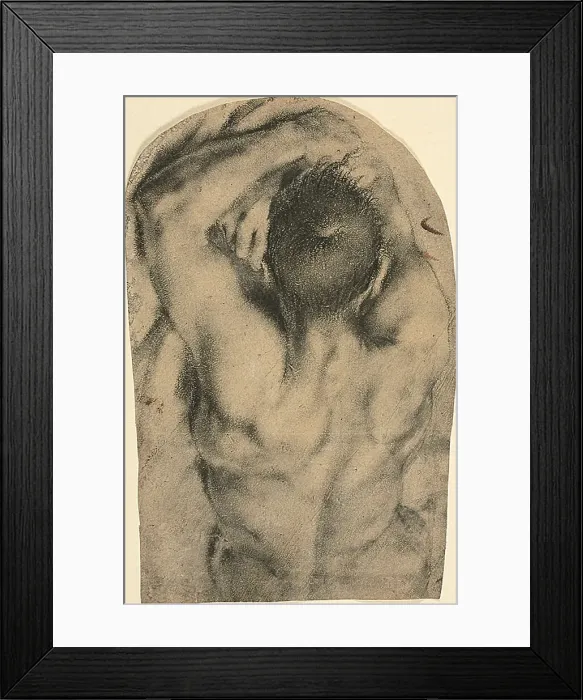 Framed Print : Half-Length Recumbent Male Nude Seen from the Back, c.1590. Creator: Pietro Faccini Framed Print : Half-Length Recumbent Male Nude Seen from the Back, c.1590. Creator: Pietro Faccini