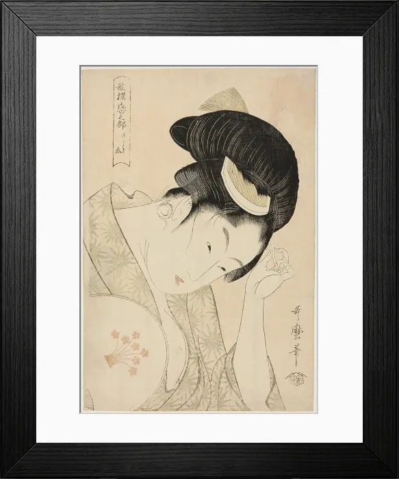 Framed Print : Obvious Love (Arawaruru koi), from the series Anthology of Poems: The Love Section... c. 1793 / 94. Creator: Kitagawa Utamaro. Obvious Love (Arawaruru koi), from the series Anthology of Poems: The Love Section... c. 1793 / 94