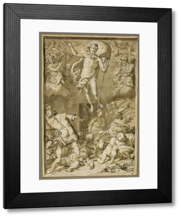 Framed Print : Study for the Resurrection, c.1574. Creator: Santi di Tito Framed Print : Study for the Resurrection, c.1574. Creator: Santi di Tito
