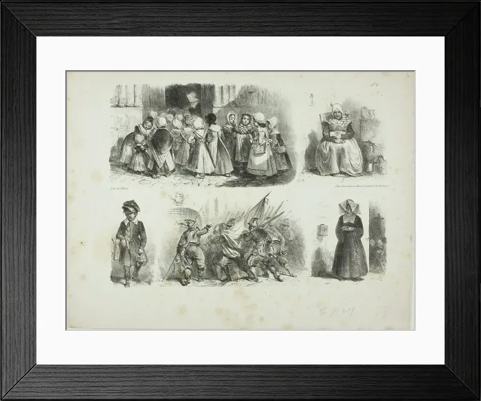 Framed Print : Sheet of Sketches, 1828. Creator: Auguste Raffet Framed Print : Sheet of Sketches, 1828. Creator: Auguste Raffet