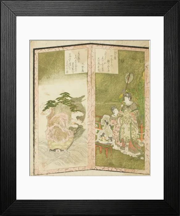 Framed Print : Seiobo (Queen Mother of the West) and tortoise, from an untitled hexaptych depicting a...c. 1825. Creator: Shinsai Framed Print : Seiobo (Queen Mother of the West) and tortoise, from an untitled hexaptych depicting a...c. 1825. Creator: Shinsai