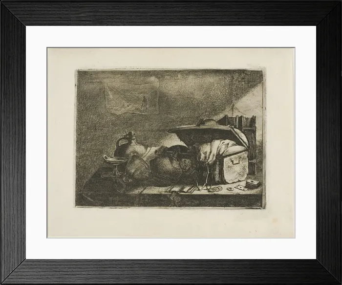Framed Print : Still Life with Travelling Trunk, 1640s. Creator: Leonard Bramer Framed Print : Still Life with Travelling Trunk, 1640s. Creator: Leonard Bramer