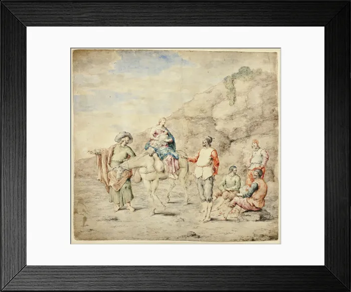 Framed Print : Holy Family Passing Four Men, 1660 / 69. Creator: Leonard Bramer Framed Print : Holy Family Passing Four Men, 1660 / 69. Creator: Leonard Bramer