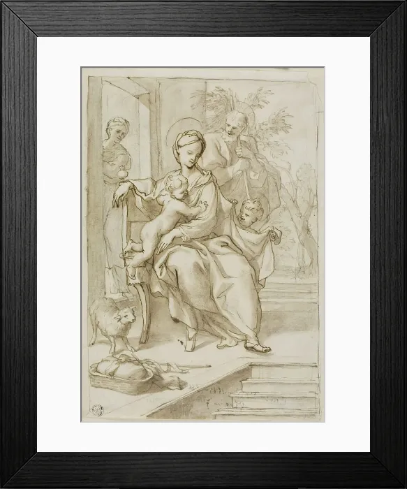 Framed Print : Holy Family with Saint Anne and Infant Saint John the Baptist, n.d. Creator: School of Domenico Piola Italian, 1627-1703 Framed Print : Holy Family with Saint Anne and Infant Saint John the Baptist, n.d. Creator: School of Domenico Piola Italian, 1627-1703