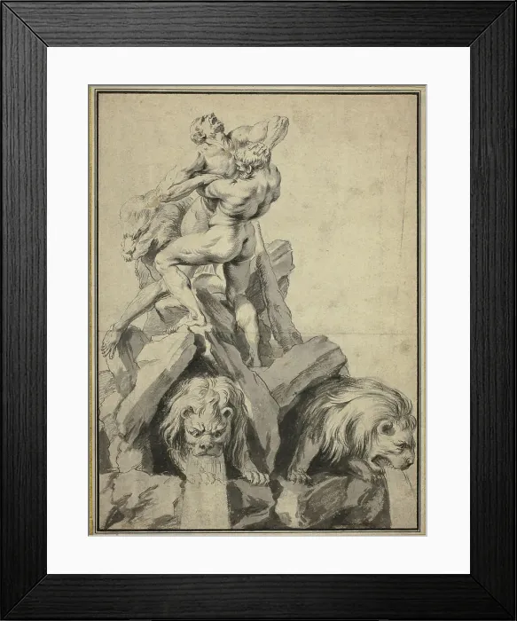 Framed Print : Hercules and Antaeus Design for a Fountain, n.d. Creator: Martin Desjardins Framed Print : Hercules and Antaeus Design for a Fountain, n.d. Creator: Martin Desjardins