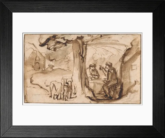 Framed Print : Jacob and Esau (recto); Head of a Young Woman Asleep (verso), 1647 / 78. Creator: Samuel van Hoogstraten Framed Print : Jacob and Esau (recto); Head of a Young Woman Asleep (verso), 1647 / 78. Creator: Samuel van Hoogstraten