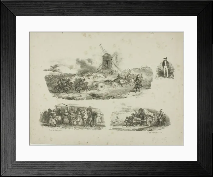 Framed Print : Sheet of Sketches, 1829. Creator: Auguste Raffet Framed Print : Sheet of Sketches, 1829. Creator: Auguste Raffet