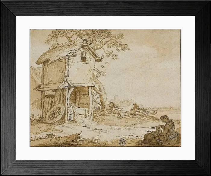 Framed Print : Landscape with Barnstable, Seated Woman, and Child, n.d. Creator: Esaias van de Velde Framed Print : Landscape with Barnstable, Seated Woman, and Child, n.d. Creator: Esaias van de Velde
