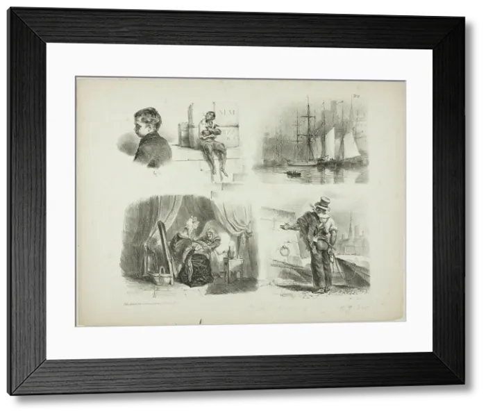 Framed Print : Sheet of Sketches, 1828. Creator: Auguste Raffet Framed Print : Sheet of Sketches, 1828. Creator: Auguste Raffet