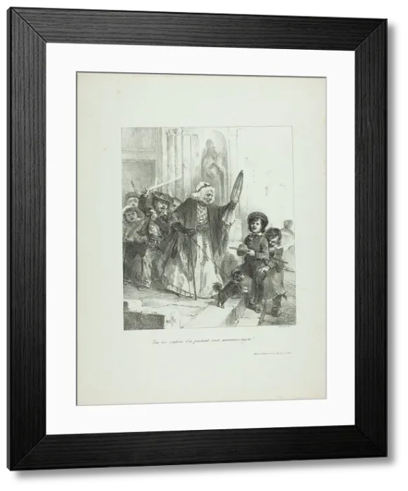 Framed Print : Children these days are a bad lot!, 1827. Creator: Auguste Raffet Framed Print : Children these days are a bad lot!, 1827. Creator: Auguste Raffet