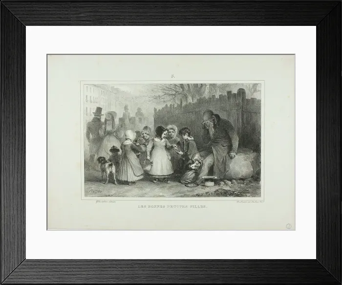 Framed Print : The Good Little Girls, 1832. Creator: Auguste Raffet Framed Print : The Good Little Girls, 1832. Creator: Auguste Raffet