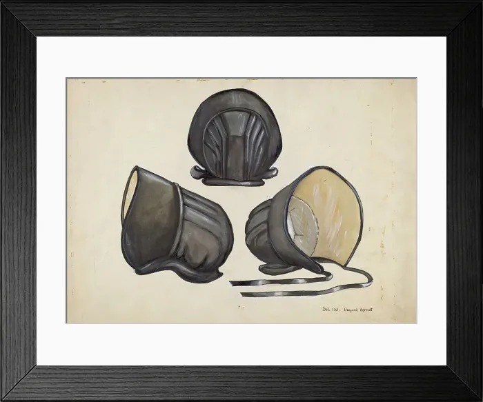 Framed Print : Black Satin Bonnet, c. 1936. Creator: B. Berndt Framed Print : Black Satin Bonnet, c. 1936. Creator: B. Berndt