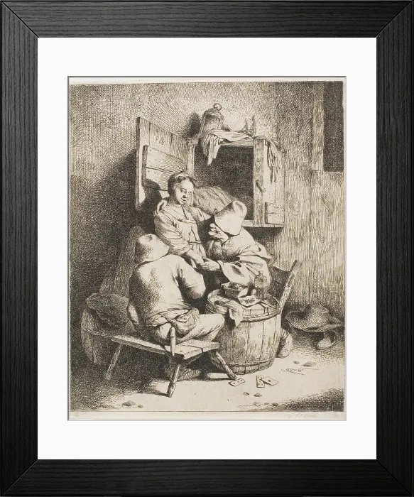 Framed Print : A Young Man Caressing the Young Hostess, c.1650. Creator: Cornelis Bega Framed Print : A Young Man Caressing the Young Hostess, c.1650. Creator: Cornelis Bega