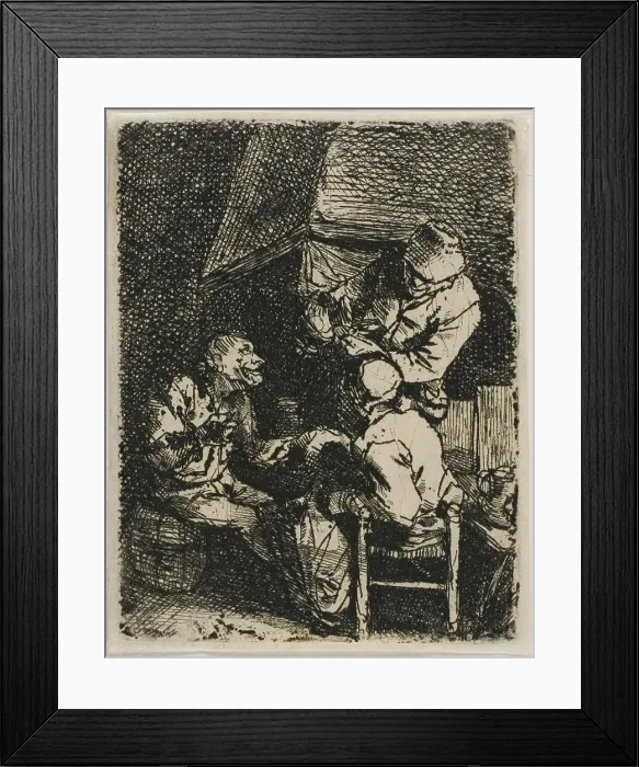 Framed Print : Three Peasants by a Fireplace, n.d. Creator: Cornelis Bega Framed Print : Three Peasants by a Fireplace, n.d. Creator: Cornelis Bega