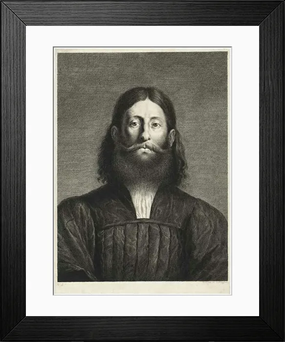Framed Print : Portrait of a Bearded Man (so-called portrait of Giorgione), from Cabinet Reynst... 1655 / 58. Creator: Cornelis van Dalen II Framed Print : Portrait of a Bearded Man (so-called portrait of Giorgione), from Cabinet Reynst... 1655 / 58. Creator: Cornelis van Dalen II