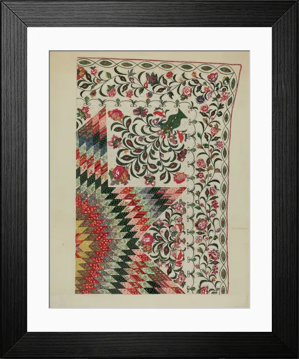 Framed Print : Patchwork and Applique Quilt, 1935 / 1942. Creator: Mary Berner Framed Print : Patchwork and Applique Quilt, 1935 / 1942. Creator: Mary Berner
