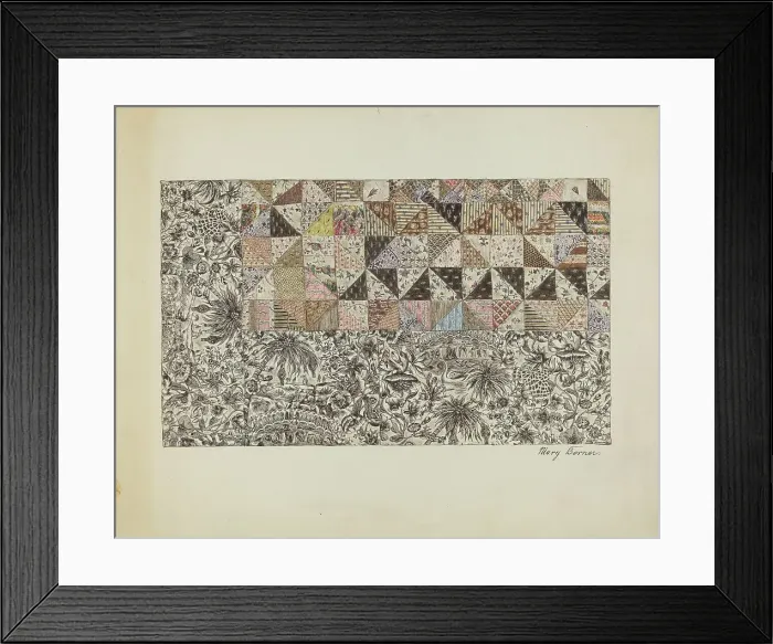 Framed Print : Patchwork Bedspread, c. 1937. Creator: Mary Berner Framed Print : Patchwork Bedspread, c. 1937. Creator: Mary Berner