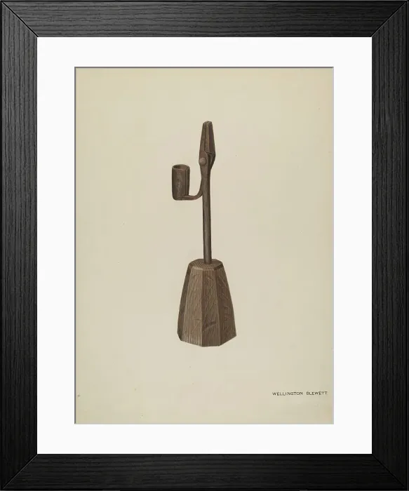 Framed Print : Rush Holder with Candle Socket, c. 1937. Creator: Wellington Blewett Framed Print : Rush Holder with Candle Socket, c. 1937. Creator: Wellington Blewett