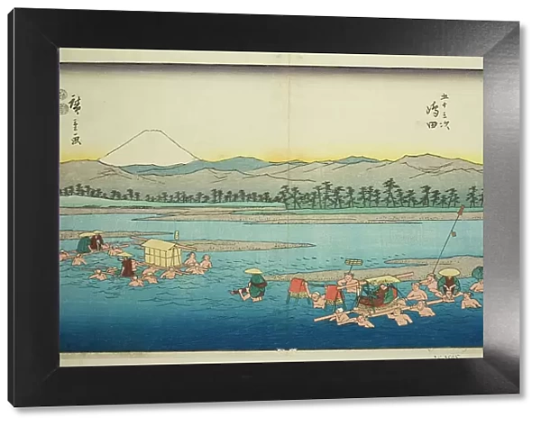 Shimada: The Oi River (Shimada, Oigawa)—No. 24, from the series 'Fifty-three Station... c. 1847 / 52. Creator: Ando Hiroshige. Shimada: The Oi River (Shimada, Oigawa)—No. 24, from the series 'Fifty-three Station... c. 1847 / 52