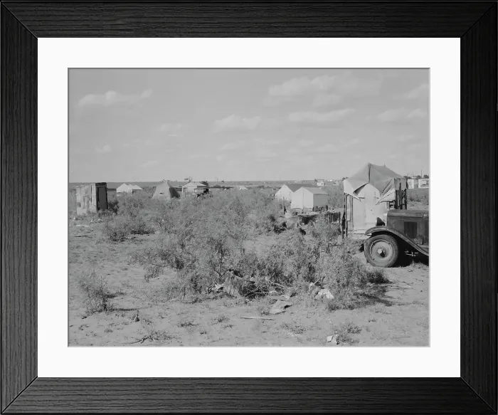 Framed Print : Outskirts of oil boom town, Texas, 1937. Creator: Dorothea Lange Framed Print : Outskirts of oil boom town, Texas, 1937. Creator: Dorothea Lange