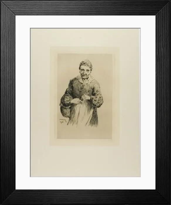 Framed Print : Old Woman with Basket, 1878. Creator: Gaston la Touche Framed Print : Old Woman with Basket, 1878. Creator: Gaston la Touche