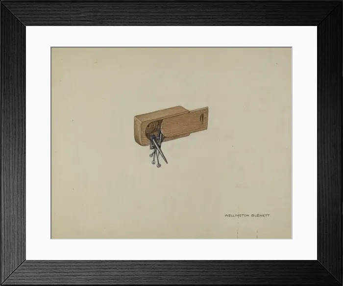 Framed Print : Box for Nails and Pins, 1937. Creator: Wellington Blewett Framed Print : Box for Nails and Pins, 1937. Creator: Wellington Blewett