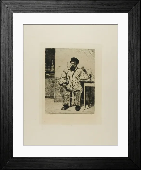 Framed Print : Plate from l'Assommoir (bearded man seated at table), 1878. Creator: Gaston la Touche Framed Print : Plate from l'Assommoir (bearded man seated at table), 1878. Creator: Gaston la Touche