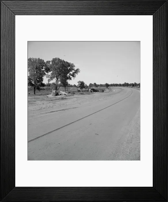Framed Print : Family camped on U.S. Highway 63, Cache County, Oklahoma, 1937. Creator: Dorothea Lange Framed Print : Family camped on U.S. Highway 63, Cache County, Oklahoma, 1937. Creator: Dorothea Lange