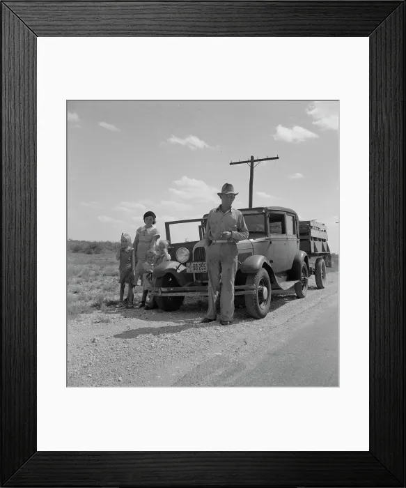 Framed Print : Migrant oil worker and family near Odessa, Texas, 1937. Creator: Dorothea Lange Framed Print : Migrant oil worker and family near Odessa, Texas, 1937. Creator: Dorothea Lange