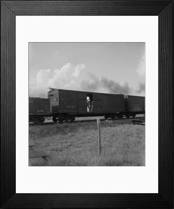 Framed Print : Boy riding freight, West Texas, 1937. Creator: Dorothea Lange Framed Print : Boy riding freight, West Texas, 1937. Creator: Dorothea Lange