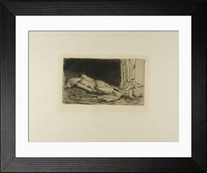 Framed Print : Plate from l'Assommoir (woman lying on floor), 1878. Creator: Gaston la Touche Framed Print : Plate from l'Assommoir (woman lying on floor), 1878. Creator: Gaston la Touche