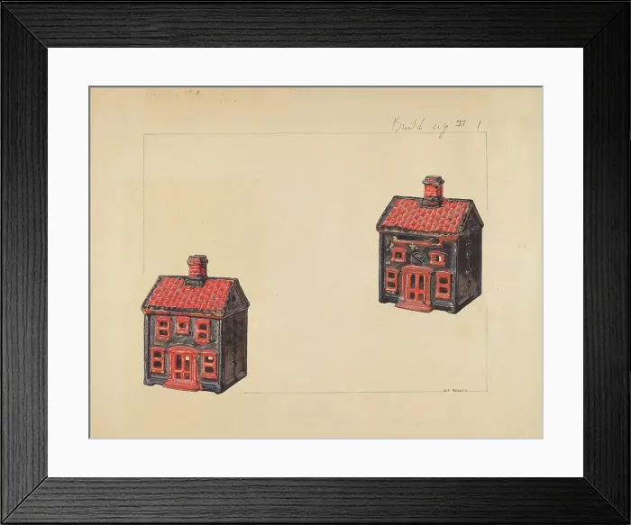 Framed Print : House Coin Bank, c. 1938. Creator: Alf Bruseth Framed Print : House Coin Bank, c. 1938. Creator: Alf Bruseth