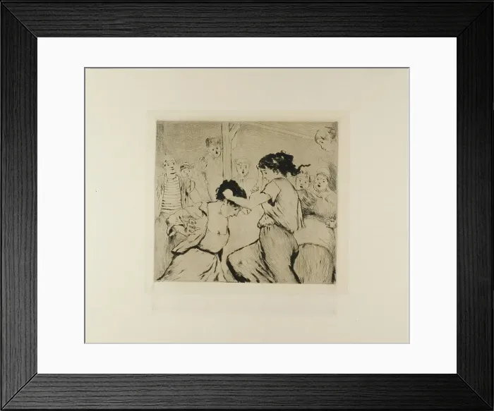 Framed Print : Plate from l'Assommoir (two women fighting, with onlookers), 1878. Creator: Gaston la Touche Framed Print : Plate from l'Assommoir (two women fighting, with onlookers), 1878. Creator: Gaston la Touche
