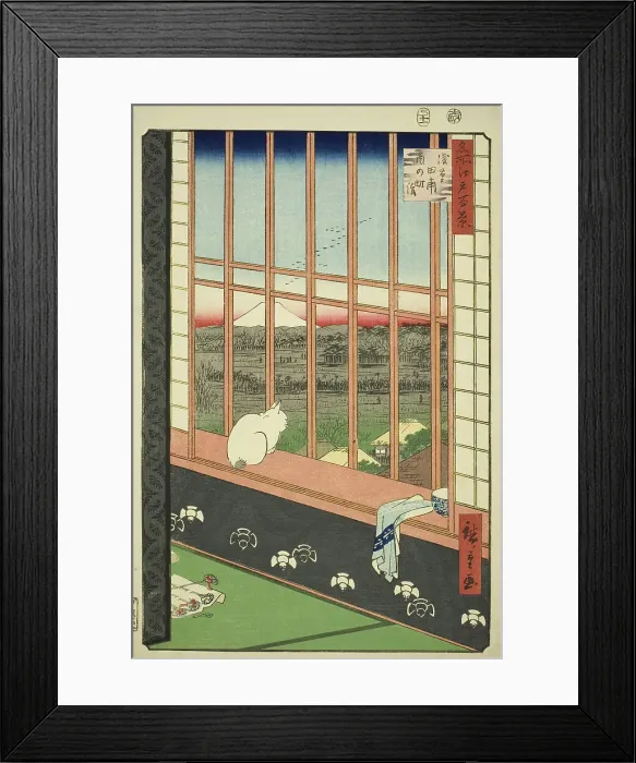 Framed Print : Asakusa Rice Fields and Torinomachi Festival (Asakusa tanbo Torinomachi mode)... 1857. Creator: Ando Hiroshige Framed Print : Asakusa Rice Fields and Torinomachi Festival (Asakusa tanbo Torinomachi mode)... 1857. Creator: Ando Hiroshige