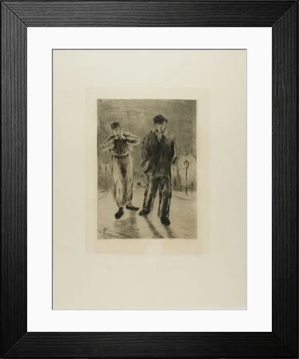 Framed Print : Plate from l'Assommoir (two boys on gaslit street), 1878. Creator: Gaston la Touche Framed Print : Plate from l'Assommoir (two boys on gaslit street), 1878. Creator: Gaston la Touche